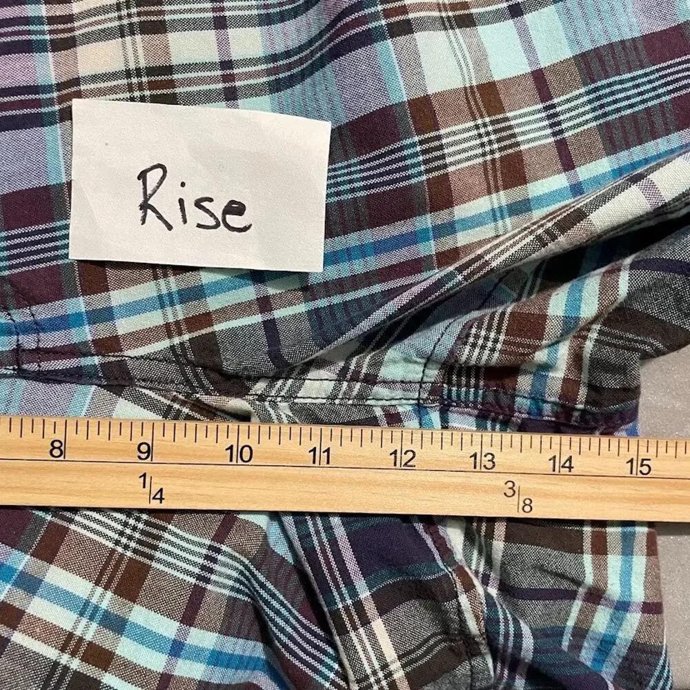 JMS Just My Size Women Plus 22W Teal Blue Plaid Shorts Y2K Preppy Casual Country